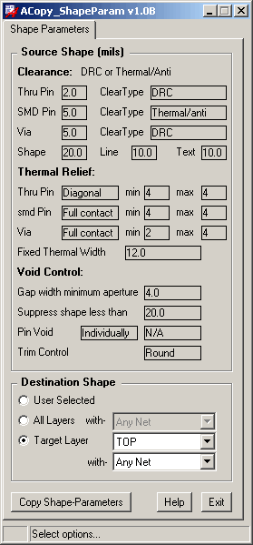 CopperCAD's ACopy ShapeParam Program Menu