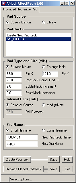 AMod RRectPad Program Menu