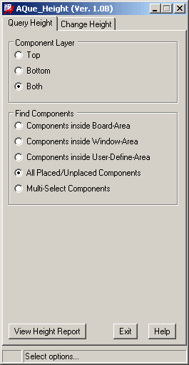 CopperCAD's AQue Height Program Menu