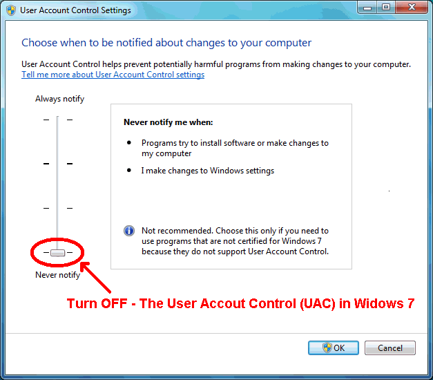 Turn Off User Control Windows Vista